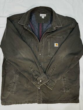 Carhartt Men's Canvas Shirt Jac with Fleece Lining